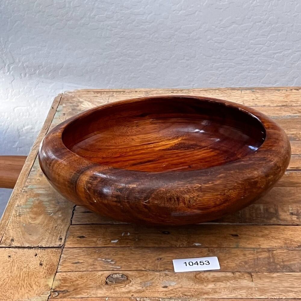 Vintage Solid Wood Bowl 10" MCM Modern - Picture 12 of 12